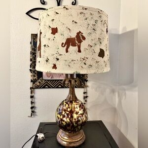 Macy's lamp base. Lamp shade was designed by me. It’s custom made and si…